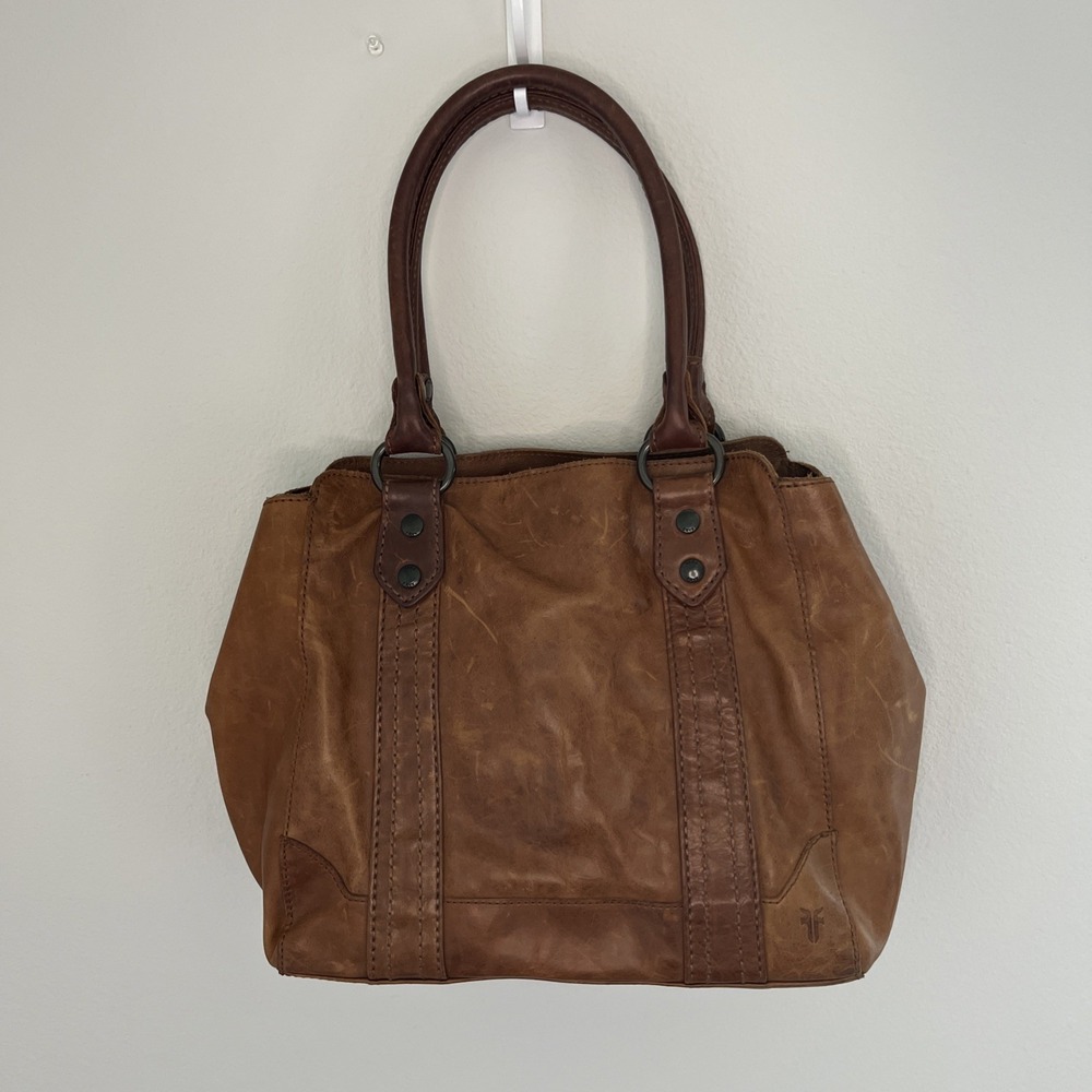 Frye Melissa Brown Cognac Leather Shoulder Bag  Distressed Boho Western New
